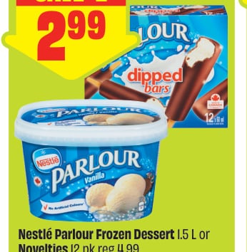Nestlé Parlour Frozen Dessert 1.5 L or Novelties 12 pk