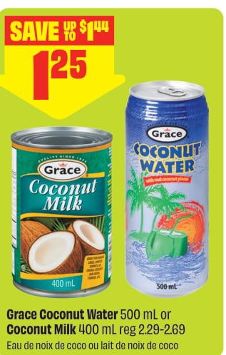 Grace Coconut Water 500 mL or Coconut Milk 400 mL