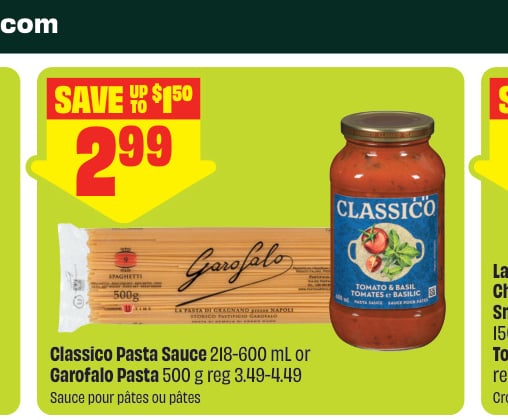 Classico Pasta Sauce or Garofalo Pasta