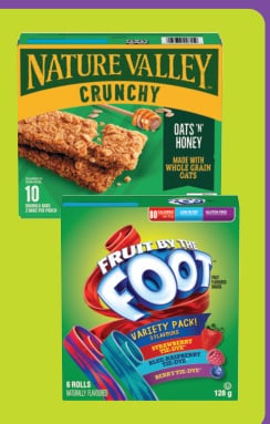 Nature Valley Granola Bars or Betty Crocker Fruit Snacks