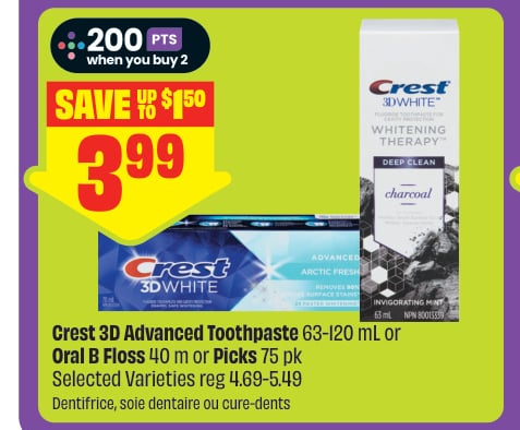 Crest 3D Advanced Toothpaste or Oral B Floss or Oral B Picks Selected Varieties