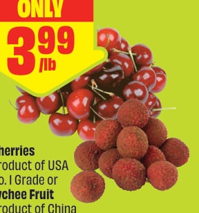 Cherries Product of USA No. 1 Grade or Lychee Fruit Product of China