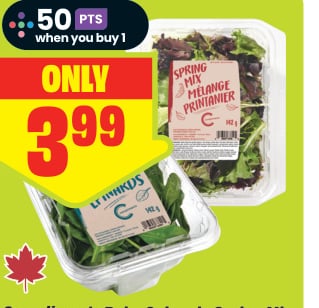 Compliments Baby Spinach, Spring Mix or Arugula 142 g Product of Canada