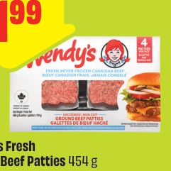 Wendy's Fresh Ground Beef Patties 454 g