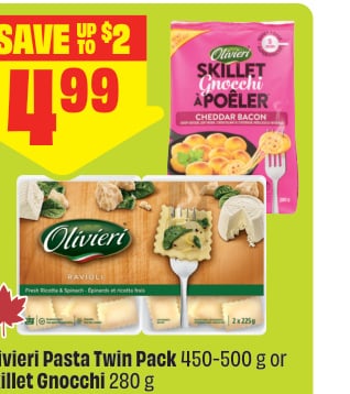 Olivieri Pasta Twin Pack 450-500 g or Skillet Gnocchi 280 g