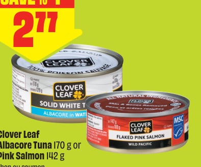 Clover Leaf Albacore Tuna or Pink Salmon