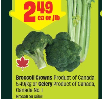 Broccoli Crowns or Celery Product of Canada