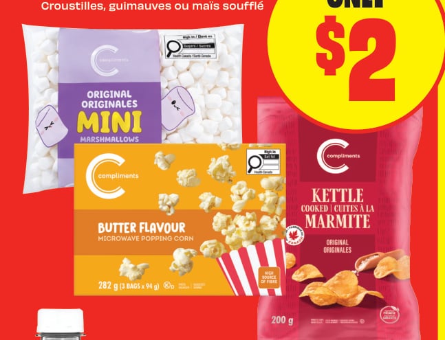 Compliments Kettle Chips, Marshmallows or Microwave Popcorn