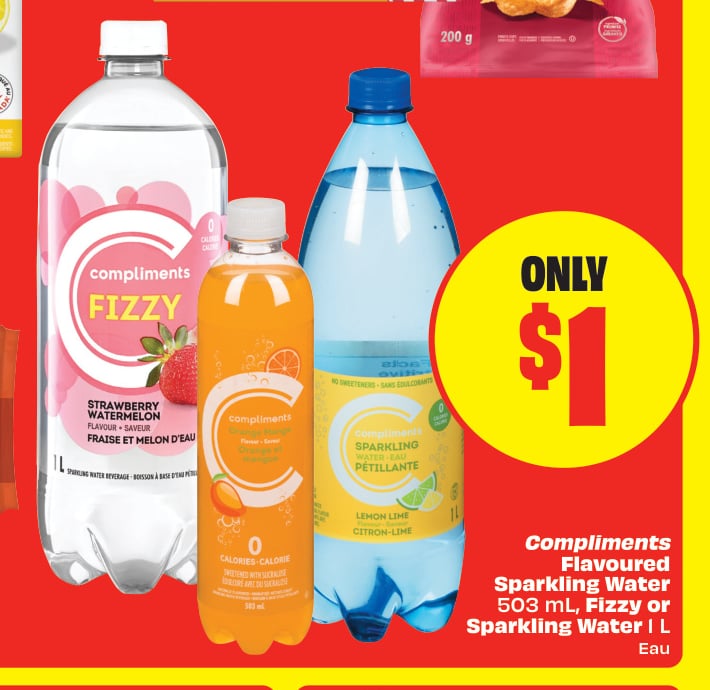 Compliments Flavoured Sparkling Water, Fizzy or Sparkling Water