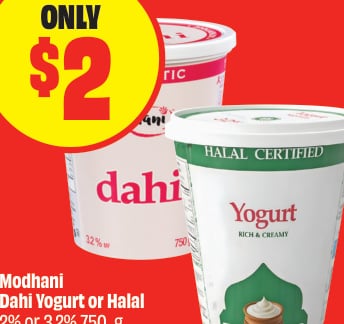 Modhani Dahi Yogurt or Halal 2% or 3.2%