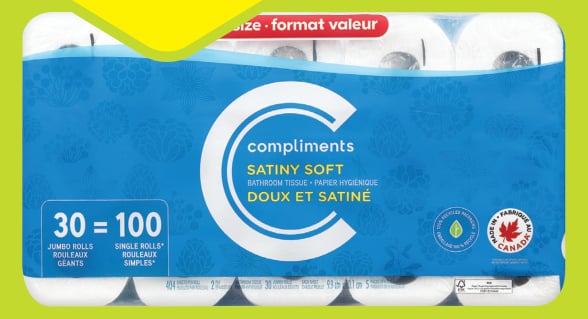 Compliments Bathroom Tissue 30=100 Rolls