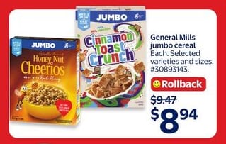 General Mills jumbo cereal