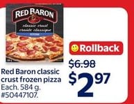 Red Baron classic crust frozen pizza