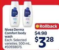 Nivea Derma Comfort body wash