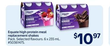 Equate high protein meal replacement shakes