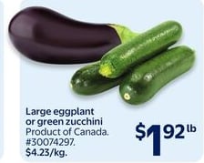 Large eggplant or green zucchini