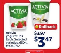 Activia yogurt tubs