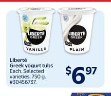 Liberté Greek yogurt tubs