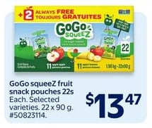 GoGo squeeZ fruit snack pouches 22s