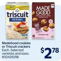 MadeGood cookies or Triscuit crackers