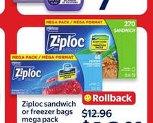 Ziploc sandwich or freezer bags mega pack