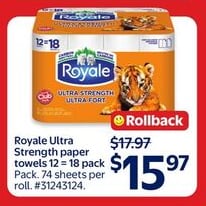 Royale Ultra Strength paper towels 12 x 18 pack