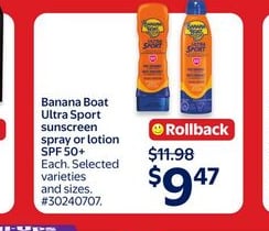 Banana Boat Ultra Sport sunscreen spray or lotion SPF 50+
