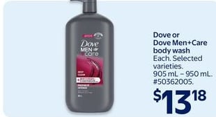 Dove or Dove Men+Care body wash
