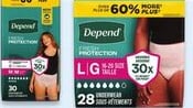 Depend incontinence products