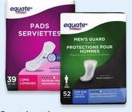 Equate incontinence guard for men 52s or bladder control pads 39s