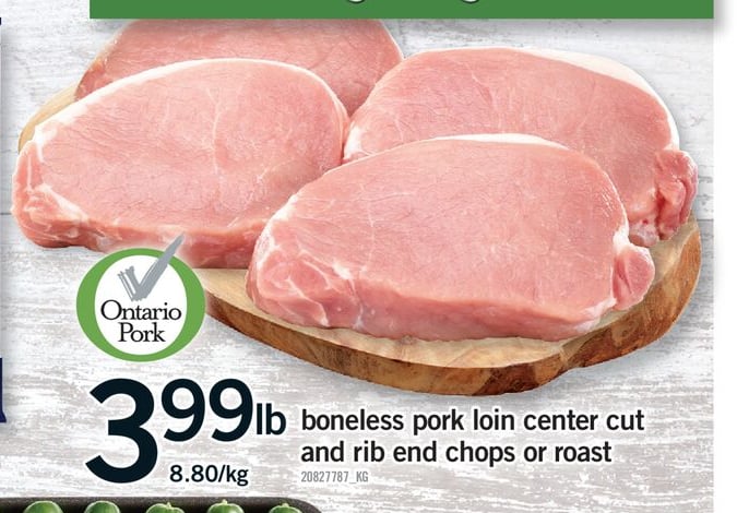 BONELESS PORK LOIN CENTER CUT AND RIB END CHOPS OR ROAST
