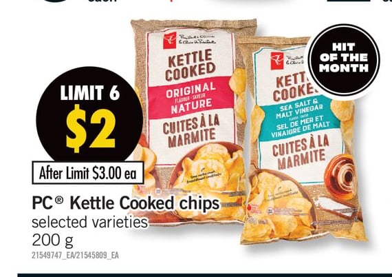 PC® KETTLE COOKED CHIPS, 200 g
