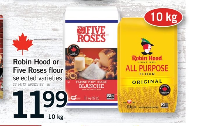 ROBIN HOOD OR FIVE ROSES FLOUR, 10 kg