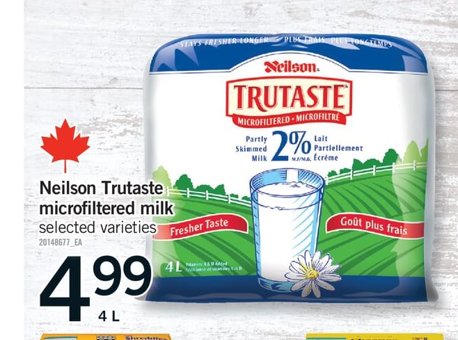 NEILSON TRUTASTE MICROFILTERED MILK, 4L