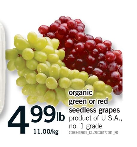 ORGANIC GREEN OR RED SEEDLESS GRAPES