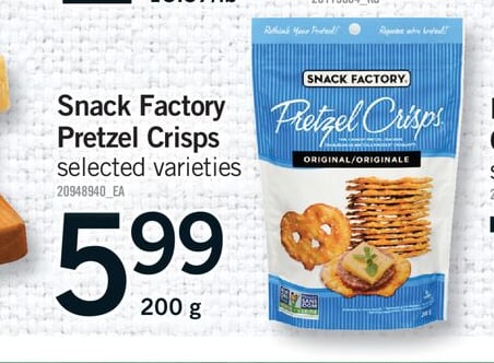 SNACK FACTORY PRETZEL CRISPS, 200 G