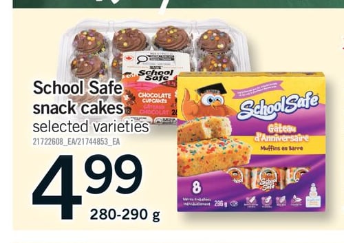 SCHOOL SAFE SNACK CAKES, 280-290 G