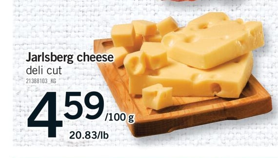 JARLSBERG CHEESE, 20.83/lb