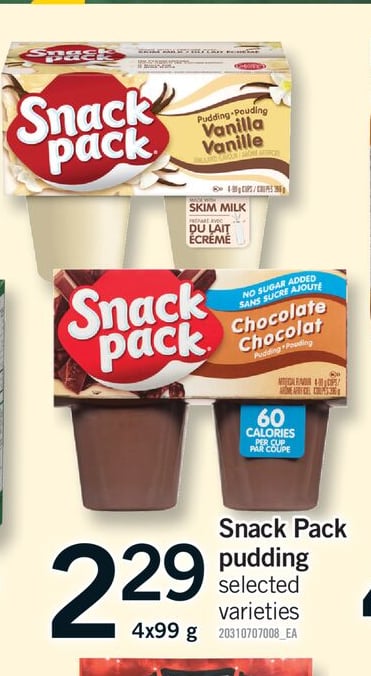 SNACK PACK PUDDING, 4x99 g