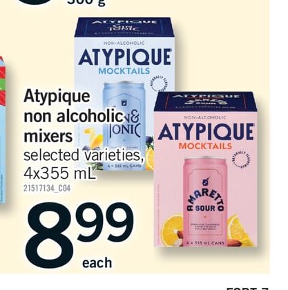 ATYPIQUE NON ALCOHOLIC MIXERS, 4X355 ML