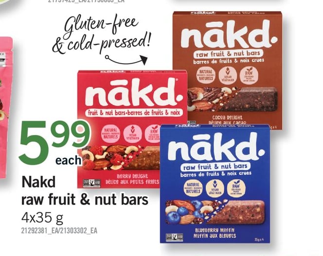 NAKD RAW FRUIT & NUT BARS, 4x35 g