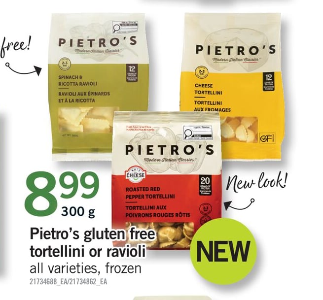 PIETRO'S GLUTEN FREE TORTELLINI OR RAVIOLI, 300 g