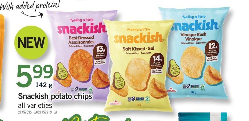 SNACKISH POTATO CHIPS, 142 G