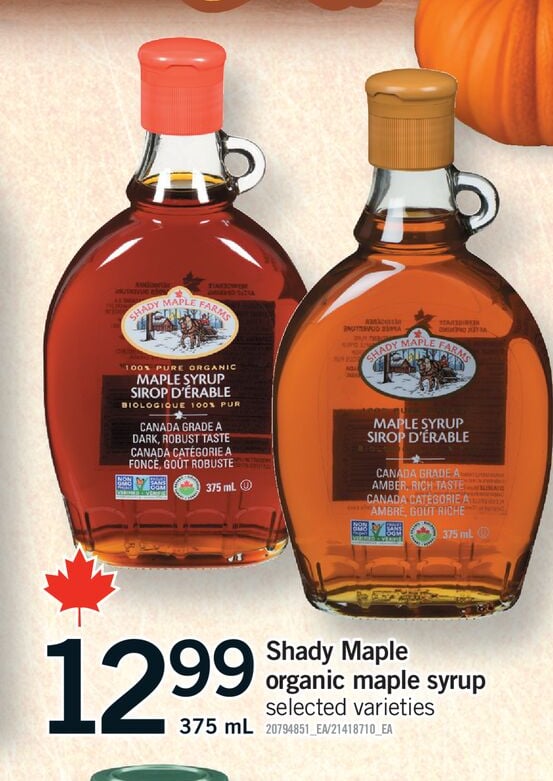 SHADY MAPLE ORGANIC MAPLE SYRUP, 375 ML