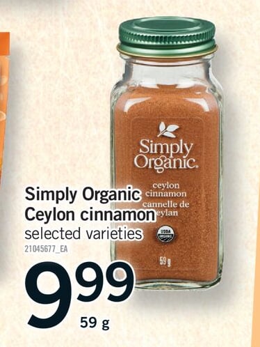 SIMPLY ORGANIC CEYLON CINNAMON, 59 G