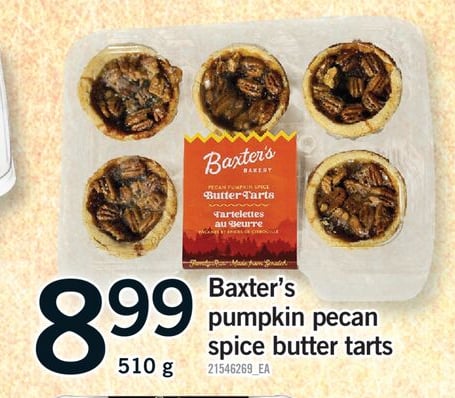BAXTER'S PUMPKIN PECAN SPICE BUTTER TARTS, 510 G