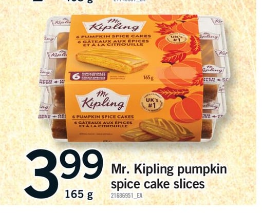 MR. KIPLING PUMPKIN SPICE CAKE SLICES, 165 G