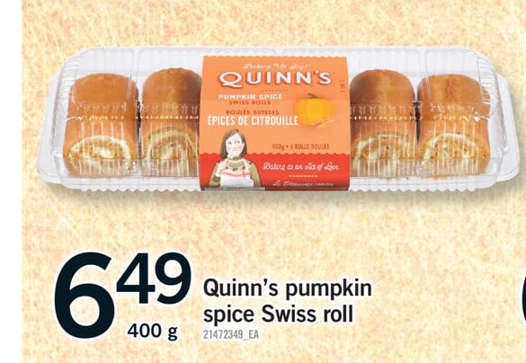 QUINN'S PUMPKIN SPICE SWISS ROLL, 400 G