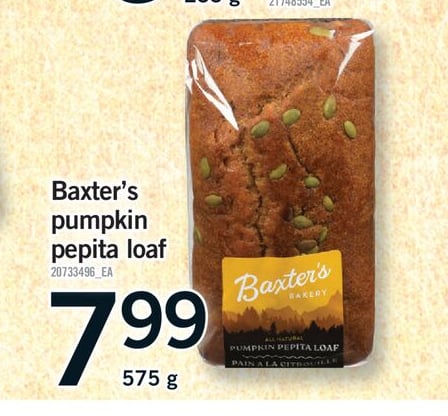 BAXTER'S PUMPKIN PEPITA LOAF, 575 G