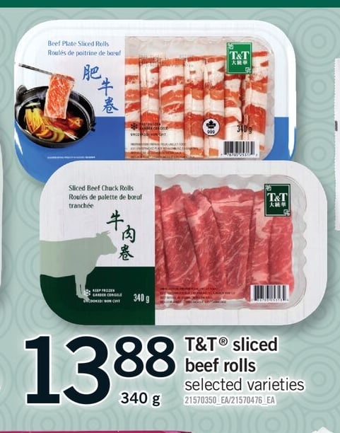T&T® SLICED BEEF ROLLS, 340 G